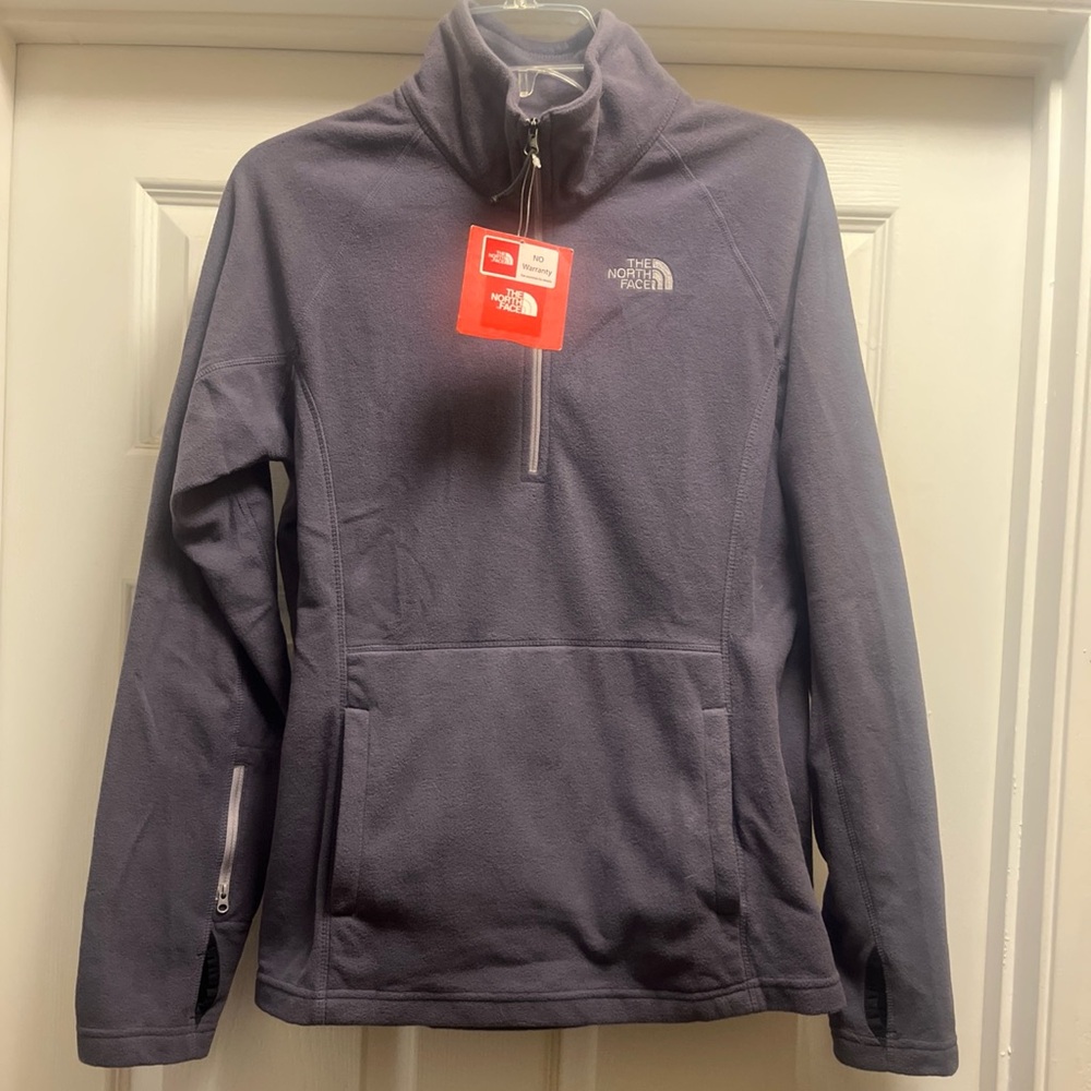 Perfect $75 NWT Women Medium The North Face fleece Stride 1/4 zip Greystone Blue